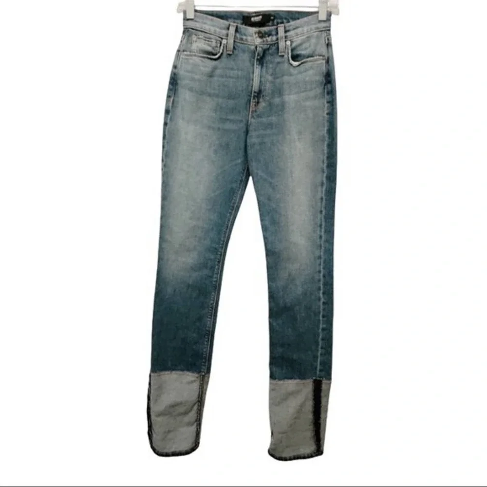 Hudson Holly Straight Leg Reverse Hem High Waist Jeans In Mimic NWT‎ - Picture 6 of 8